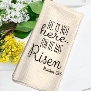 He is Risen Easter dish towel